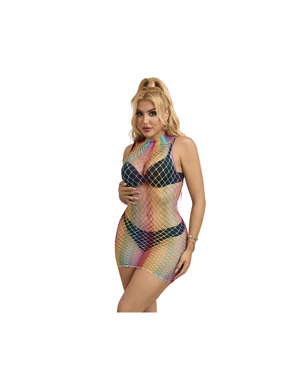 SUBBLIME - 952433 RAINBOW HOHER KRAGEN RMELLOSER NETZ BODYSTOCKING EINE GRÖSSE SUBBLIME - 952433 RAINBOW HOHER KRAGEN RMELLOSER NETZ BODYSTOCKING EINE GRÖSSE