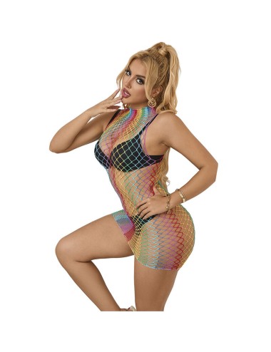 SUBBLIME - 952433 RAINBOW HOHER KRAGEN RMELLOSER NETZ BODYSTOCKING EINE GRÖSSE