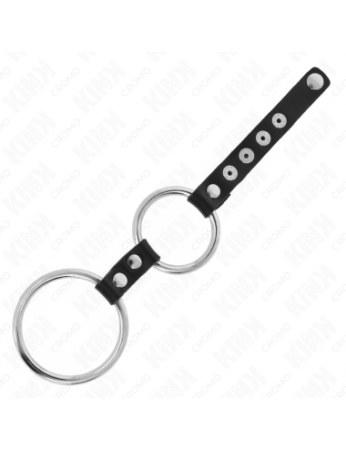 KINK - DOPPELTER PENISRING AUS METALL 3,8 CM BIS 5 CM MIT LEDER VERBUNDEN