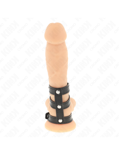 KINK - DREIFACH LEDER PENISRING MIT DRUCKVERSCHLUSS