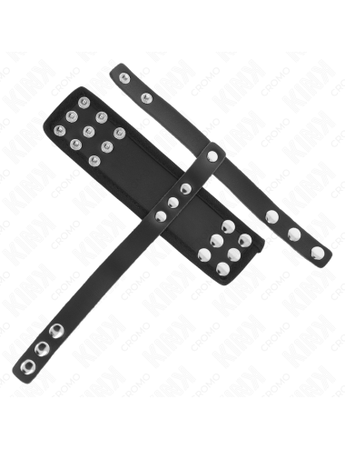 KINK - PENISKÄFIGRING AUS LEDER MIT VERSTELLBAREM BESCHICHTETEM HOCKENTRENNERGURT