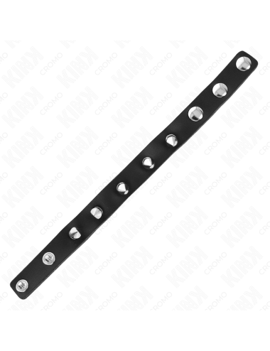 KINK - PENISRING AUS LEDER MIT DRUCKVERSCHLUSS ROT FUTTER 21 X 1,5 CM