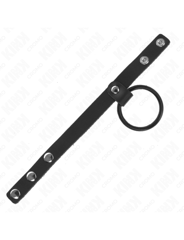 KINK - PENISRING AUS SILIKON 3,8 CM UND HODENTEIL AUS LEDER 22 X 1,5 CM