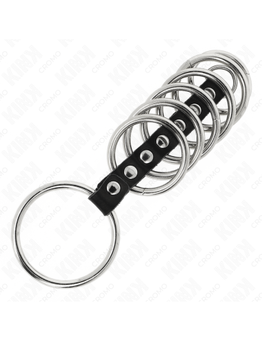 KINK - 7 PENISRINGE AUS METALL 3,2 CM BIS 5 CM DURCH LEDER VERBUNDEN