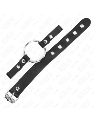 KINK - PENISRING AUS LEDER MIT SCHNALLVERSCHLUSS 22 X 2 CM MIT METALLRING 4 CM