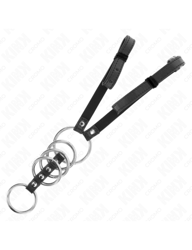 KINK - 5 PENISRINGE 3,8 CM BIS 5 CM METALL MIT LEDERGURT 112 CM