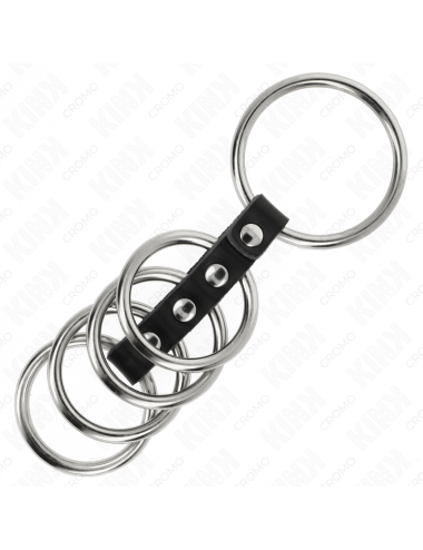 KINK - 5 PENISRINGE 3,7 CM BIS 5 CM METALL DURCH LEDER VERBUNDEN