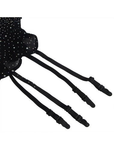 SUBBLIME - 952174 NETZ-BODYSTOCKING MIT HANDSCHUHEN UND DIAMANTEN SCHWARZ EINE GRÖSSE
