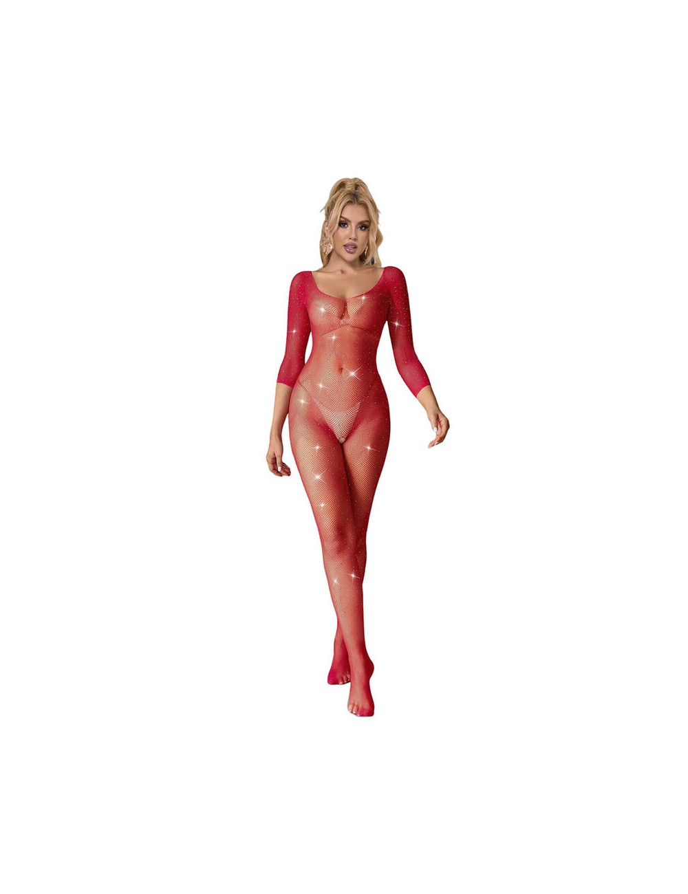 SUBBLIME - 952419 NETZ-BODYSTOCKING MIT DIAMANTEN LANGARM ROT EINE GRÖSSE SUBBLIME - 952419 NETZ-BODYSTOCKING MIT DIAMANTEN LANGARM ROT EINE GRÖSSE