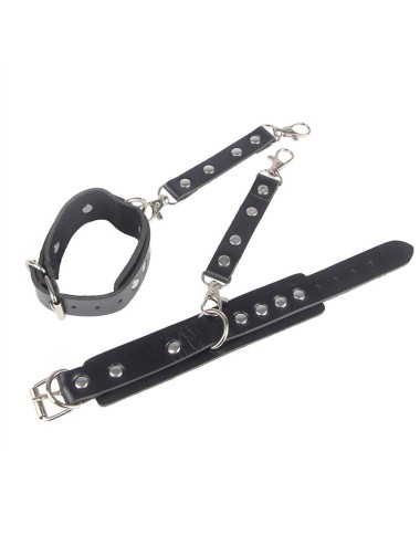 SUBBLIME - 953690 HANDSCHELLEN MIT BONDAGE-GÜRTEL SCHWARZ EINE GRÖSSE