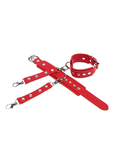 SUBBLIME - 953706 HANDSCHELLEN MIT BONDAGE-GÜRTEL ROT EINE GRÖSSE