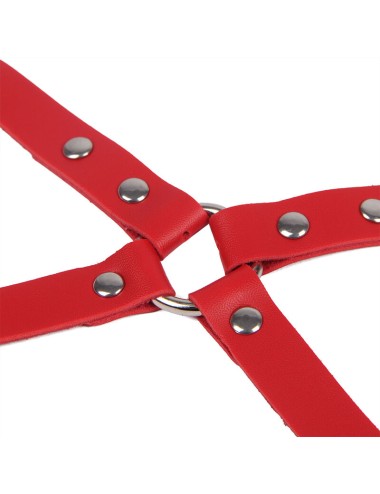 SUBBLIME - 953706 HANDSCHELLEN MIT BONDAGE-GÜRTEL ROT EINE GRÖSSE