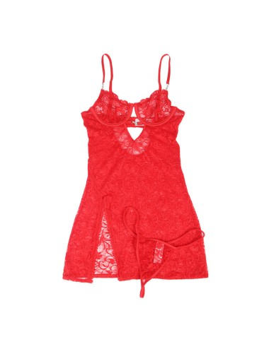 SUBBLIME - 954215 SPITZEN-BABYDOLL MIT VERSTELLBAREN TRÄGERN ROT L/XL
