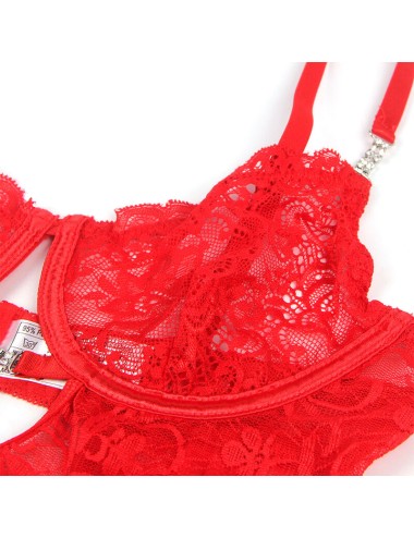 SUBBLIME - 954215 SPITZEN-BABYDOLL MIT VERSTELLBAREN TRÄGERN ROT L/XL