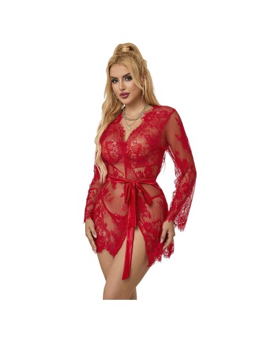 SUBBLIME - 953775 SPITZEN-NACHTHEMD + STRING ROT S/M