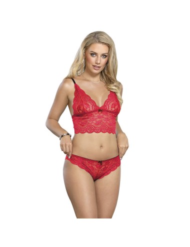 SUBBLIME - 953904 NACHTHEMD + HÖSCHEN AUS SEIDE UND SPITZE ROT L/XL