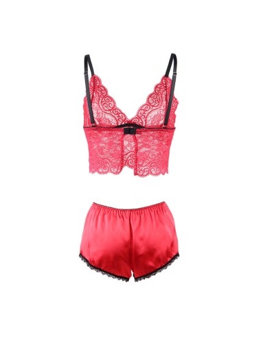SUBBLIME - 953904 NACHTHEMD + HÖSCHEN AUS SEIDE UND SPITZE ROT L/XL