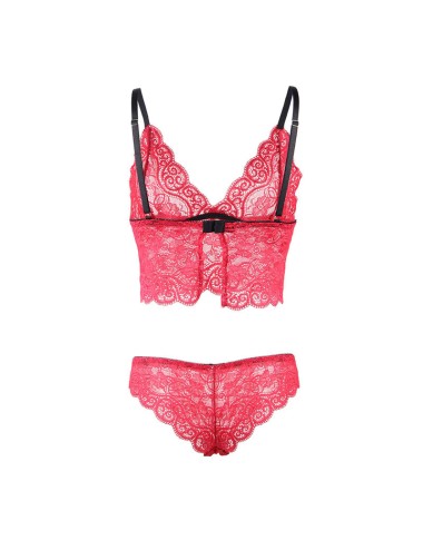 SUBBLIME - 953904 NACHTHEMD + HÖSCHEN AUS SEIDE UND SPITZE ROT L/XL