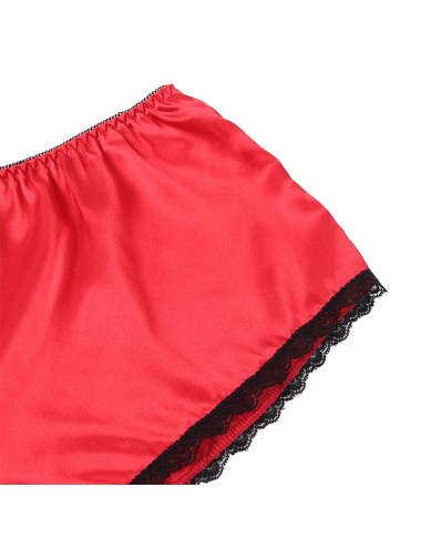 SUBBLIME - 953904 NACHTHEMD + HÖSCHEN AUS SEIDE UND SPITZE ROT L/XL