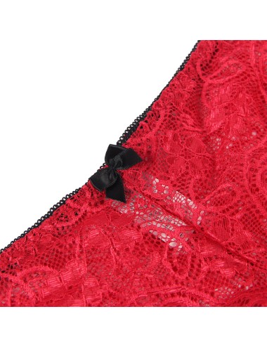 SUBBLIME - 953904 NACHTHEMD + HÖSCHEN AUS SEIDE UND SPITZE ROT L/XL