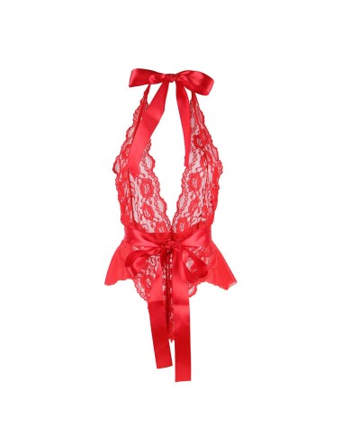 SUBBLIME - 953980 SEXY BODY MIT RÜSCHEN + GÜRTEL ROT L/XL