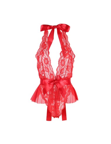 SUBBLIME - 953980 SEXY BODY MIT RÜSCHEN + GÜRTEL ROT L/XL