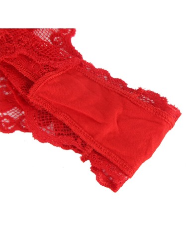 SUBBLIME - 953980 SEXY BODY MIT RÜSCHEN + GÜRTEL ROT L/XL