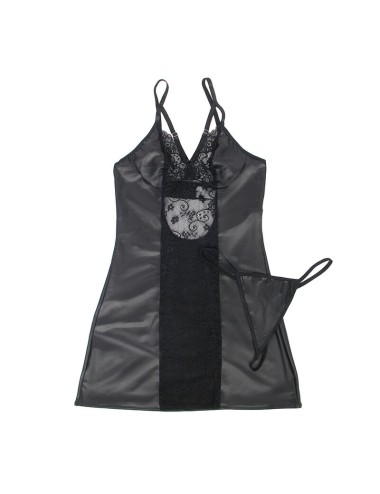 SUBBLIME - 954178 KLEID + TANGA LEDER SCHWARZ L/XL