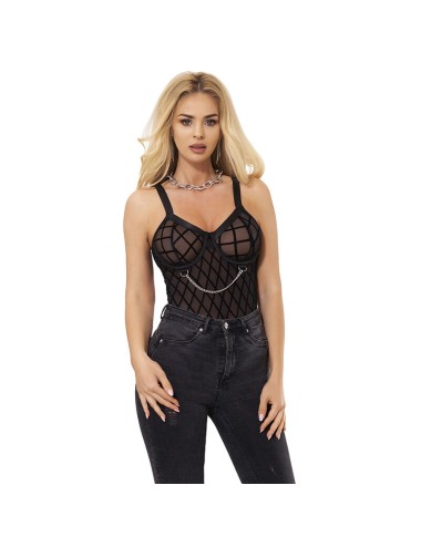 SUBBLIME - 954260 KÖRPER MIT KETTEN + STRUMPFGÜRTEL SCHWARZ S/M
