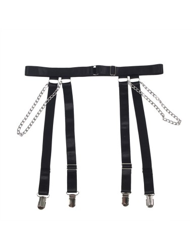 SUBBLIME - 954260 KÖRPER MIT KETTEN + STRUMPFGÜRTEL SCHWARZ S/M
