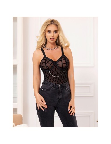 SUBBLIME - 954260 KÖRPER MIT KETTEN + STRUMPFGÜRTEL SCHWARZ S/M