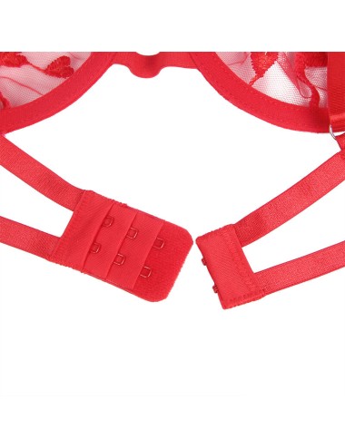 SUBBLIME - 954338 BH + STRING + STRUMPFGÜRTEL MIT HERZDRUCK ROT L/XL