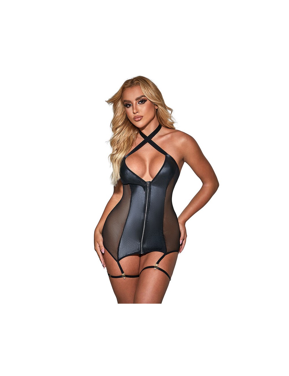 SUBBLIME - 954451 SEXY MESH KLEID LEDER SCHWARZ L/XL SUBBLIME - 954451 SEXY MESH KLEID LEDER SCHWARZ L/XL