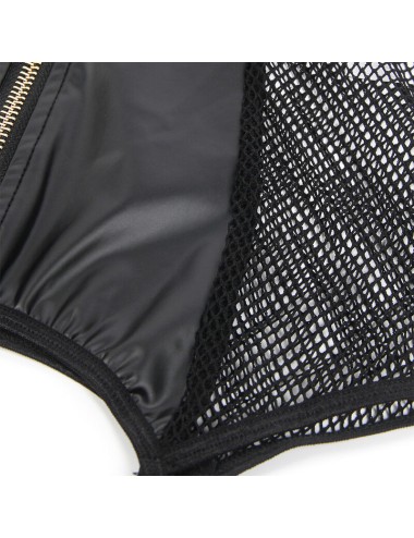 SUBBLIME - 954451 SEXY MESH KLEID LEDER SCHWARZ L/XL