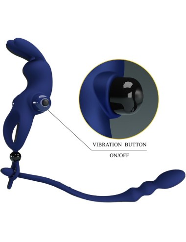 PRETTY LOVE - AYAD RABBIT VIBRATORRING MIT STECKER BLAU