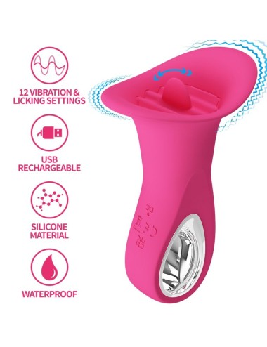 PRETTY LOVE - CLYDE ORALVIBRATOR VIBRIERENDE ZUNGE 12 VIBRATIONEN ROSA