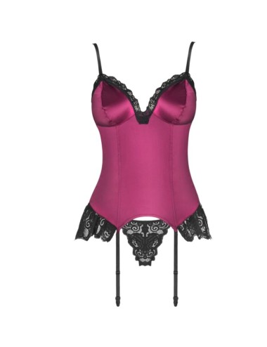 LIVCO CORSETTI FASHION - AGRAFENA CF 90436 KORSETT + TANGA BURGUNDER S/M