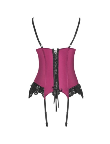 LIVCO CORSETTI FASHION - AGRAFENA CF 90436 KORSETT + TANGA BURGUNDER S/M