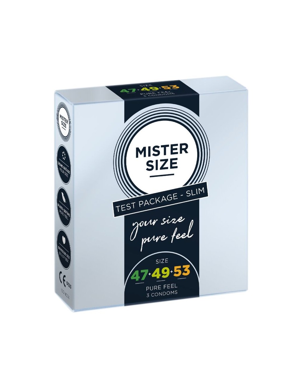 MISTER SIZE - MUSTERPACKUNG KONDOMGRÖSSE 47-49-53 MM (3 EINHEITEN)