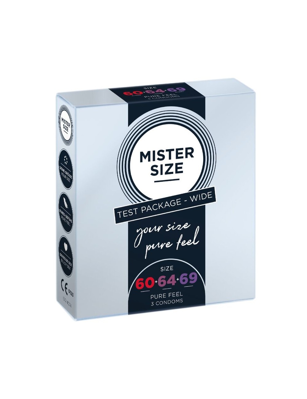 MISTER SIZE - MUSTERPACKUNG KONDOME GRÖSSE 60-64-69 MM (3 EINHEITEN)