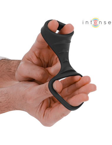 INTENSE - THEO DOPPELTER PENISRING AUS SILIKON SCHWARZ MODELL 3