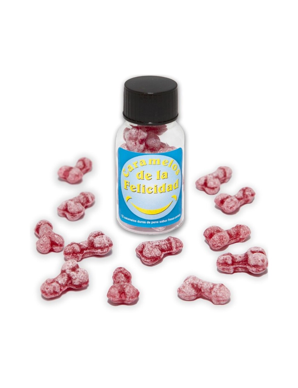 DIABLO PICANTE – GLAS MIT 12 ERDBEER-/KIRSCH-BONBONS IN PENISFORM DIABLO PICANTE – GLAS MIT 12 ERDBEER-/KIRSCH-BONBONS IN PENISFORM