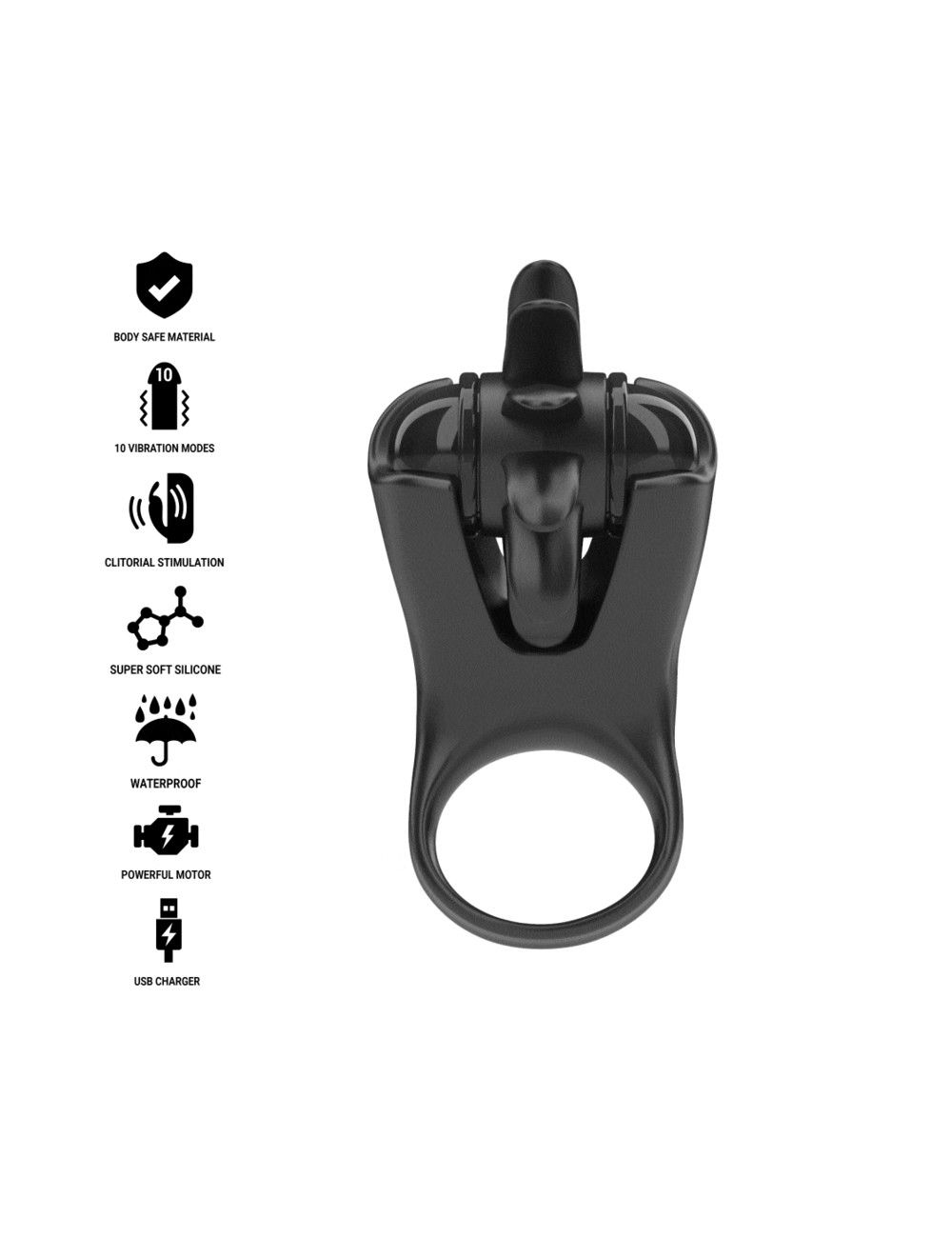 INTENSE - MABEL VIBRATIONSRING 10 VIBRATIONEN MIT KLITORISSTIMULATOR SCHWARZ INTENSE - MABEL VIBRATIONSRING 10 VIBRATIONEN MIT KLITORISSTIMULATOR SCHWARZ