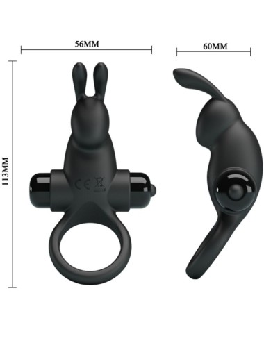PRETTY LOVE - VIBRATIONSRING + RABBIT-KLITORIS-STIMULATOR 10 VIBRATIONEN SCHWARZ