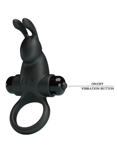 PRETTY LOVE - VIBRATIONSRING + RABBIT-KLITORIS-STIMULATOR 10 VIBRATIONEN SCHWARZ