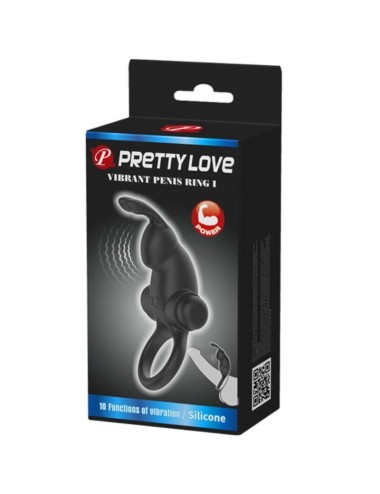 PRETTY LOVE - VIBRATIONSRING + RABBIT-KLITORIS-STIMULATOR 10 VIBRATIONEN SCHWARZ