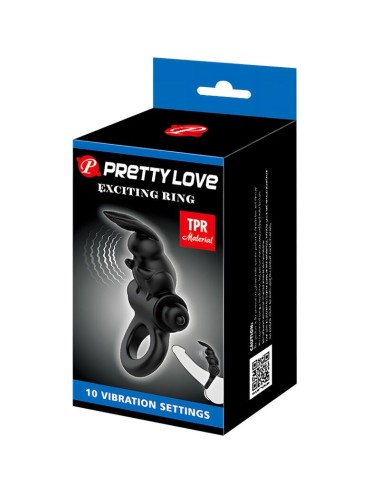 PRETTY LOVE - AUFREGENDER RING RABBIT VIBRATORRING 10 VIBRATIONEN SCHWARZ