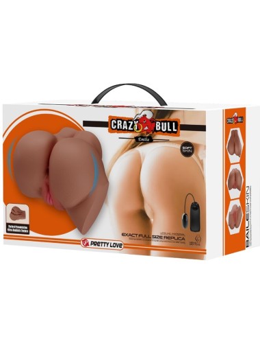 CRAZY BULL - EMILIA ASS VIBRATOR MIT REALISTISCHER VAGINA UND ANUS-FLEISCH-FERNBEDIENUNG