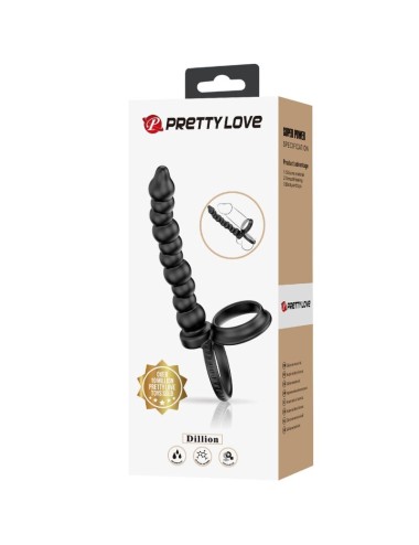PRETTY LOVE - DILLION DOPPELTE PENETRATION COCK RING SCHWARZ