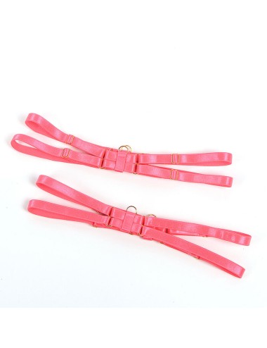 SUBBLIME - 955298 BH-SET MIT HALSKETTE UND BEINDETAILS FLUORESZIERENDES ROSA S/M